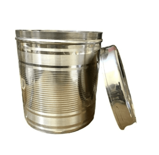 Stainless Steel Heavy Duty Quality Round Dabba Canister Container 5ltr Food/Dough/Liquid Capacity NO Joints Storage Box - Image 2